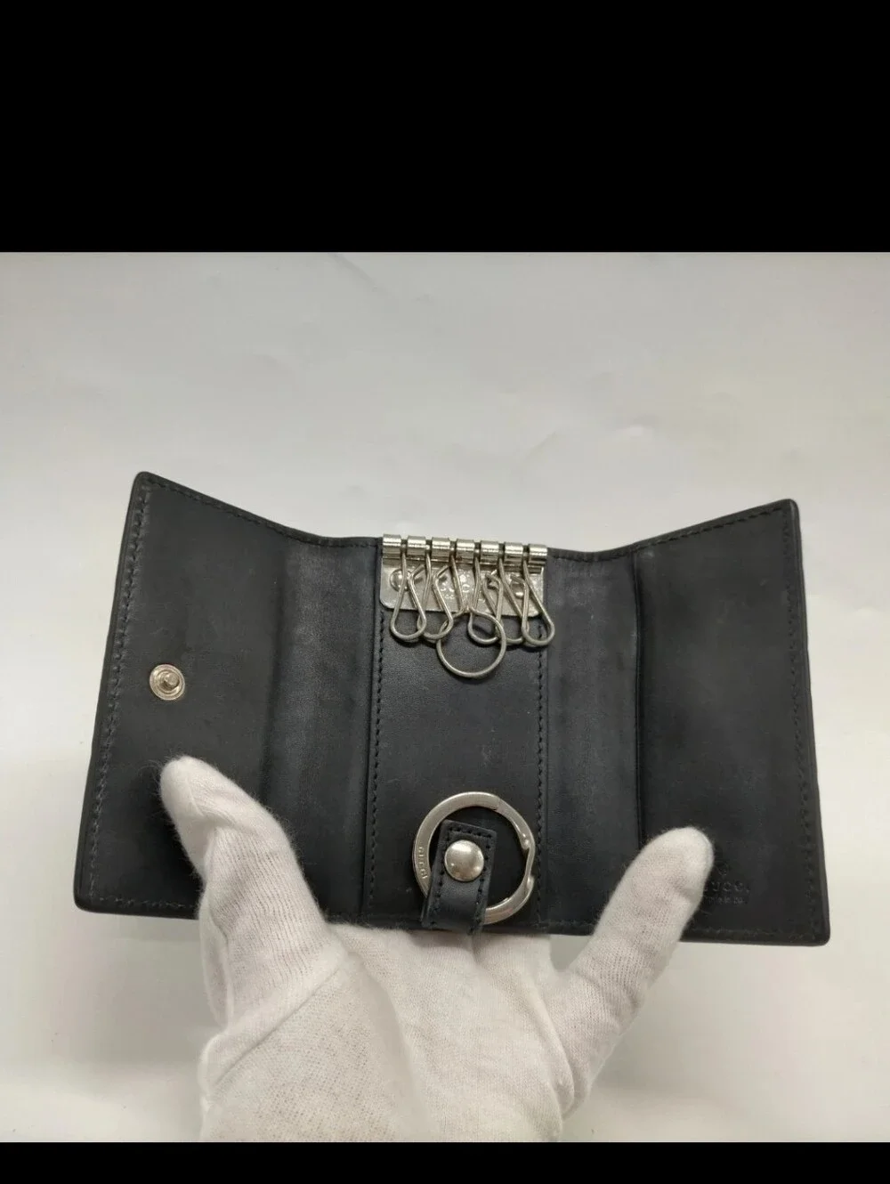 Gucci Key Holder Guccissima Leather 6-Hook Key Case w/ Detachable Valet Ring